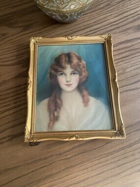 Vintage Gold Gilt Frame With J. Knowles Hare Print Gold Tabletop Frame